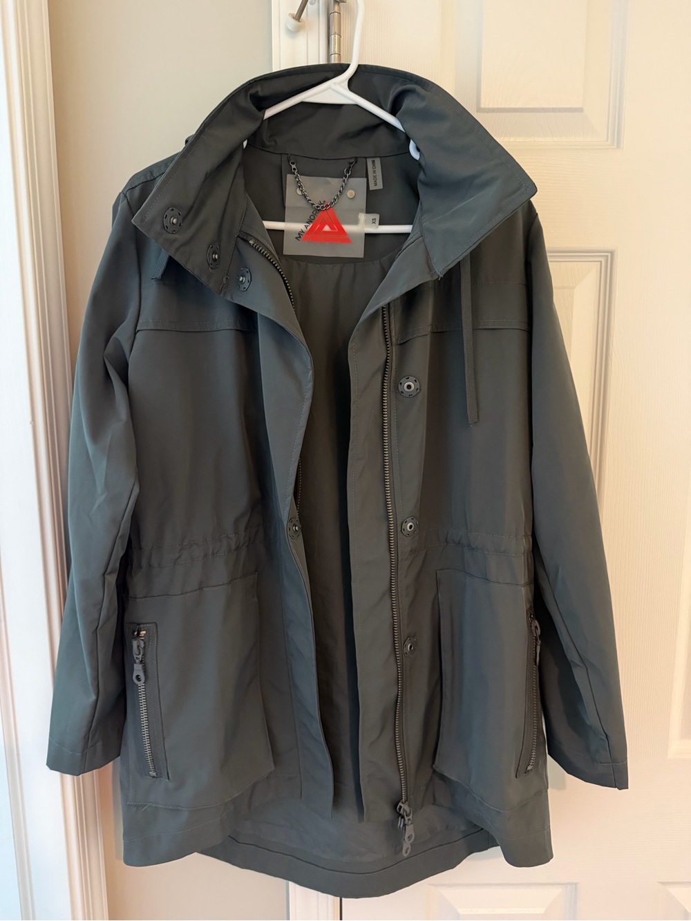 Women's Dark Gray Rain Jacket with Hood